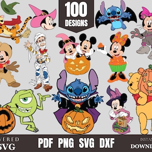 Mickey et ses amis Halloween clipart bundle, Halloween svg fichiers coupés pour Cricut etc Mickey svg, Halloween Digital Paper Mickey Png