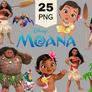 Moana Png Clipart Bundle Digital Instant Download Moana Png for Birthday Decorations  moana Cake Topper Logo Png Baby Moana Png