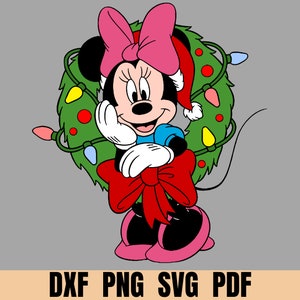 Christmas Minnie Mouse set, Layered Svg for cricut silhouette etc, Christmas Minnie png clipart, dxf pdf file for party