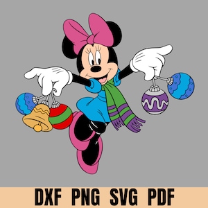 Christmas Minnie Mouse set, Layered Svg for cricut silhouette etc, Christmas Minnie png clipart, dxf pdf file for party