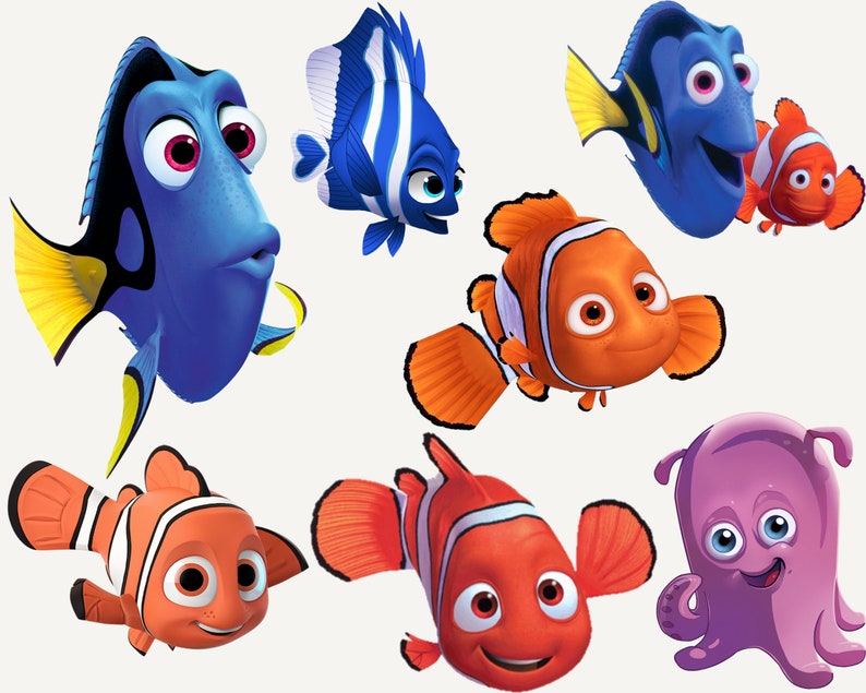 Finding Nemo Png Clipart Bundle Digital Download Nemo Dory cake topper Marlin Darla Bruce Crush Gill Dory Squirt Coral Mr.Ray png image 9