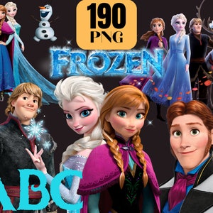 Paquete de imágenes prediseñadas Png congeladas, Princesa Png, Frozen 2 Png, Anna Elsa Olaf Kristoff Hans Oaken Png, Cumpleaños de Anna Elsa congelada, Número de letra Png