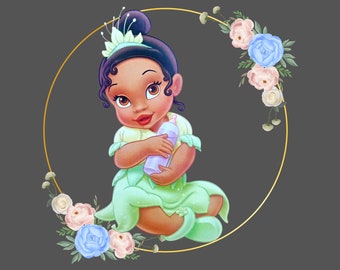 Baby Tiana PNG Clipart Instant Digital Download, Baby Tiana iron on, Cute Princess and the Frog printable, Princess Tiana girl