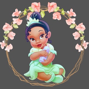 Baby Tiana Clipart PNG Instant Digitale Download, Tiana Printables, Prinses Tiana Printable, Prinses en de kikker Tiana Png clipart
