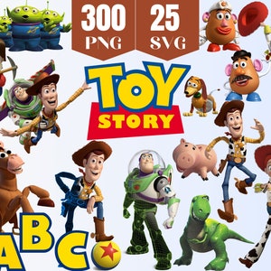 Toy Story svg geschichtet, Toy Story Png-Clipart-Bundle, Sheriff Woody Buzz Lightjahre Png-Svg-Datei, digitaler Download, Charakter-Logo Png-Svg