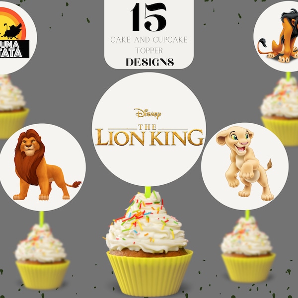 el topper de pastel del rey león y el topper de cupcake png pdf jpg archivo, Simba Topper Png, topper del logotipo de Chracters, Descarga digital