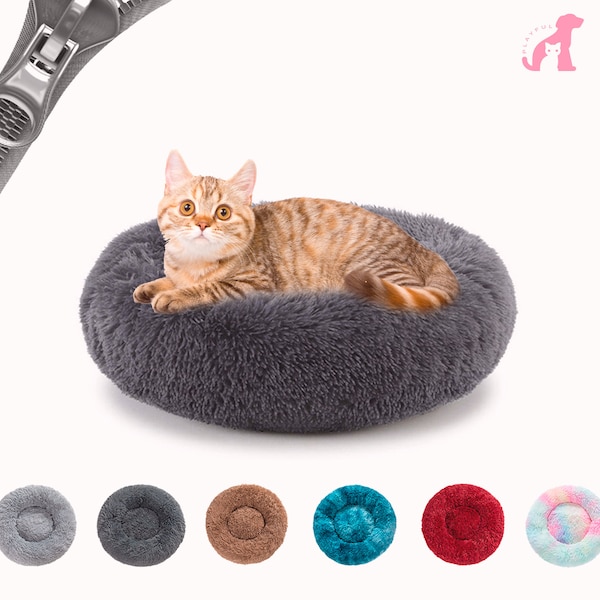 Fluffy Donut Dog Bed - Warm, Soft, and Long Plush Pet Cushion that Doubles as a Cozy Cat Dog Bed. Washable, Stylish for Small or Large Dogs