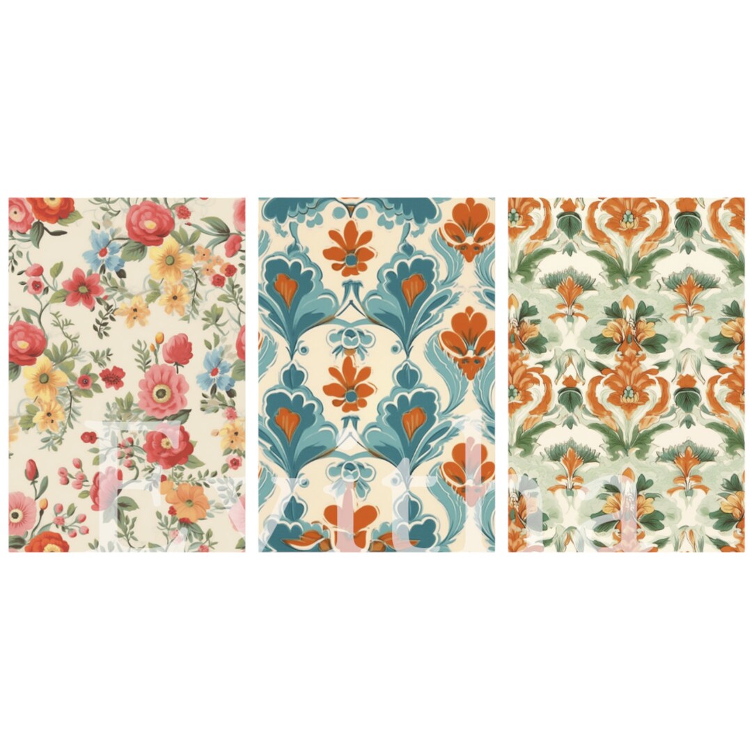 Floral Dollhouse Wallpapers Set of 3 Designs in 112 Scale Etsy