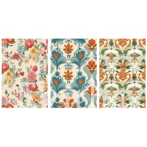 Floral Dollhouse Wallpapers - Set of 3 Designs in 1:12 Scale
