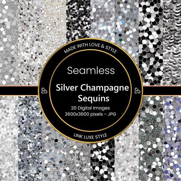 Seamless Sequins Textures - shiny, metallic, glitter digital paper backgrounds for commercial use