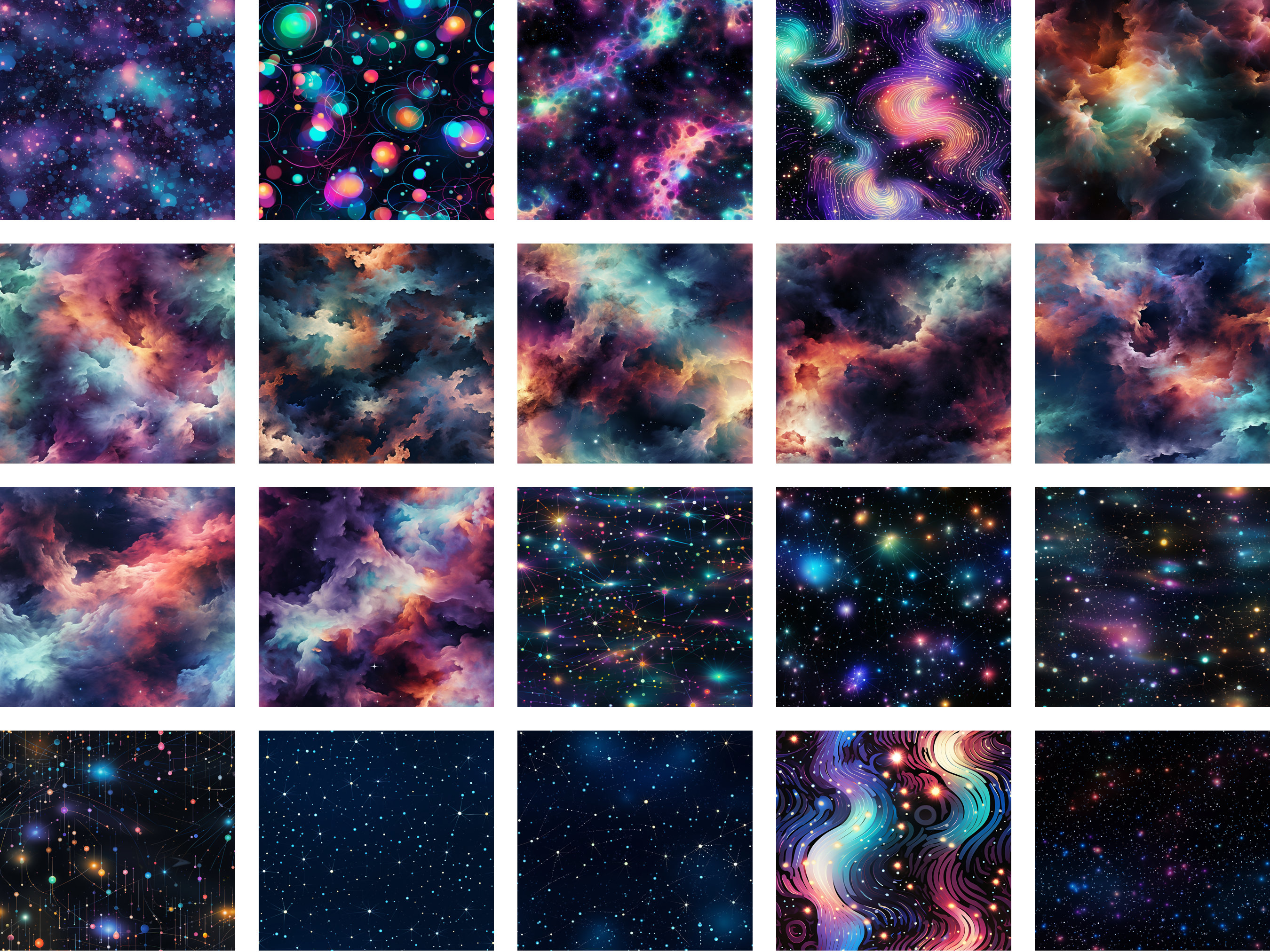 Seamless Celestial Textures Stars, Sky, Universe, Nebula, Cosmic ...