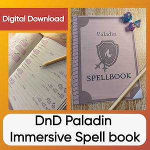 Libro de hechizos inmersivo de DnD Paladin con rastreadores de espacios de hechizos – Dungeons and Dragons 5e – Descarga digital PDF imprimible