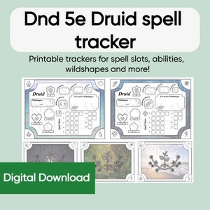 Druid Spell Slot Tracker Bundle – Multiple themes – DnD 5E – Digital Download Printable PDF
