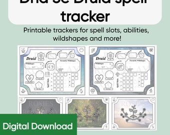 Druid Spell Slot Tracker Bundle – Multiple themes – DnD 5E – Digital Download Printable PDF