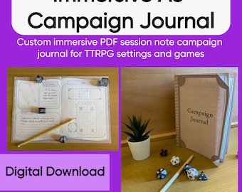 Dnd イマーシブ A5 キャンペーン ジャーナル - テーブルトップ ゲーム アドベンチャー デジタル セッション ノート - 印刷可能な PDF