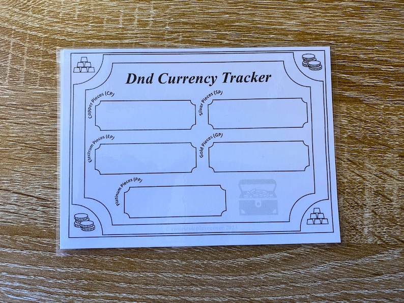Image showing the monochrome tracker showing the front of the tracker with space to record money values.