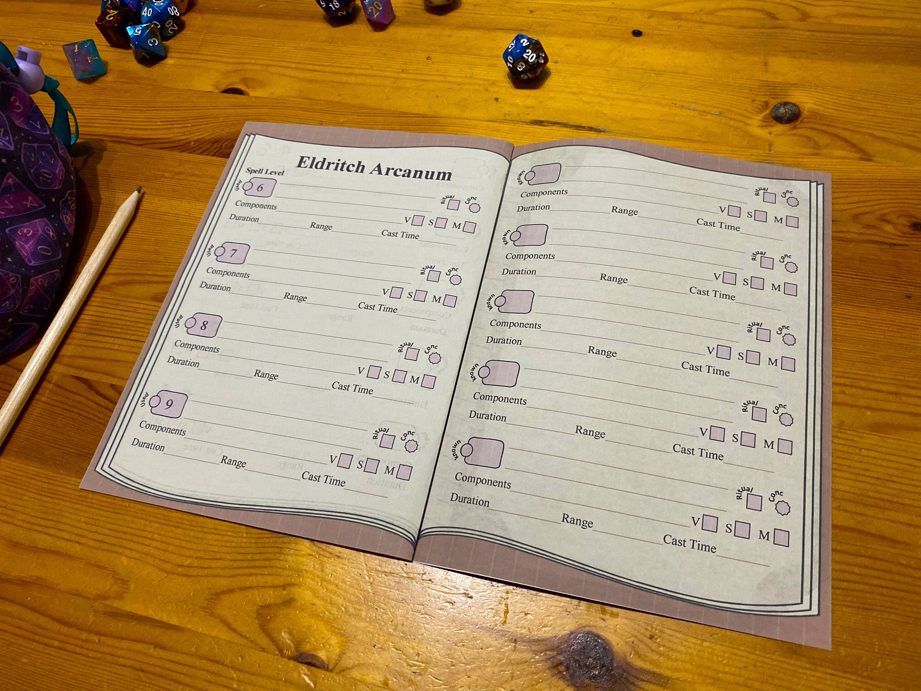 Dnd Warlock Immersive Spell Book With Spell Slot Trackers – Dungeons ...