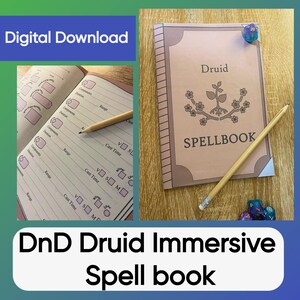 Livro de feitiços imersivos DnD Druid com rastreadores de slots de feitiços – Dungeons and Dragons 5e – Download digital PDF para impressão