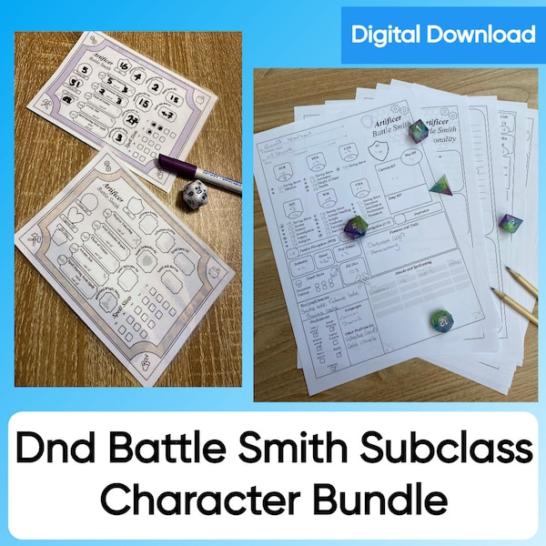 Artificer Battle Smith subclass character bundle - Character booklet & Resource Tracker - Digital Download - Dungeons and Dragons 5e