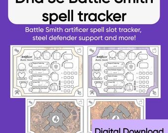 Artificer Battle Smith Spell Slot Tracker – Subclass resource tracker – DnD 5E – Digital Download Printable PDF