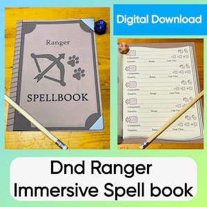 DnD Ranger Immersive Spell book with Spell slot trackers – Dungeons and Dragons 5e – Digital Download Printable PDF