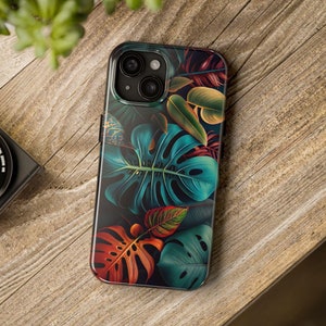 Colorful Plants Tough Phone Cases, Leaf Design Phone Cover, Protective Botanical Phone Case, Nature Inspired Phone Shell, Vibrant Plant