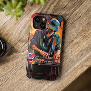 Colorful DJ Turntable Phone Case, Music Lover Gift, Hard Phone Cover, Protective Smartphone Case, Customized Cellphone Accessories