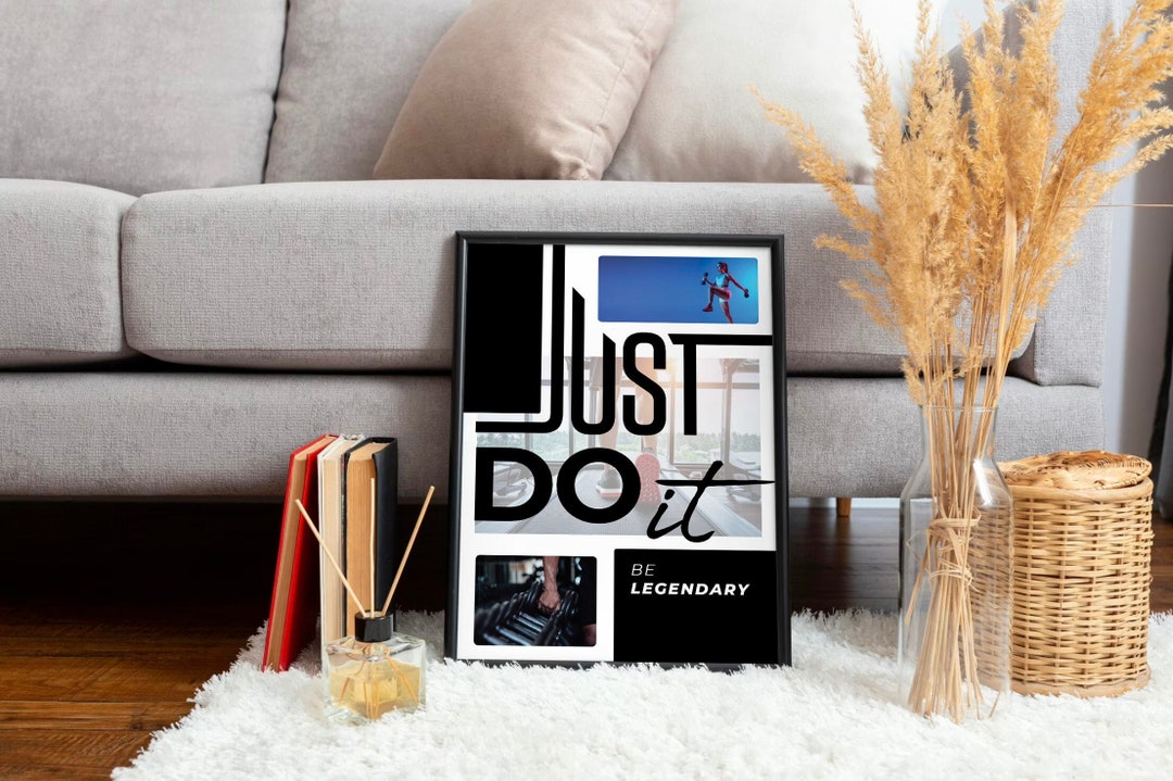 Just Do It Wall Art Black White Poster Digital Print Home Etsy
