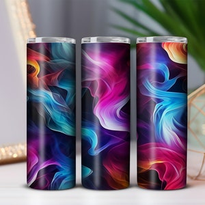 Colorful Smoke Seamless 20 oz Skinny Tumbler Sublimation Design, High Resolution PNG, Instant Download, Straight & Tapered Tumbler Wrap