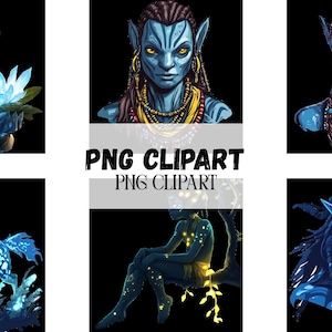 Conjunto de 24 imágenes prediseñadas de Avatar PNG / Arte digital de alta calidad / Películas de TAvatar