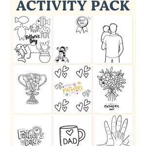 Vaderdagactiviteitenpakket voor kinderen | Afdrukbare teken- en schrijfpagina's | DIY-kaartboekcadeau van kinderen | Leuk cadeau voor papa