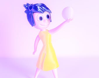 Joy Inside Out-figur, flerfärgad 3D-utskriven samlarstaty