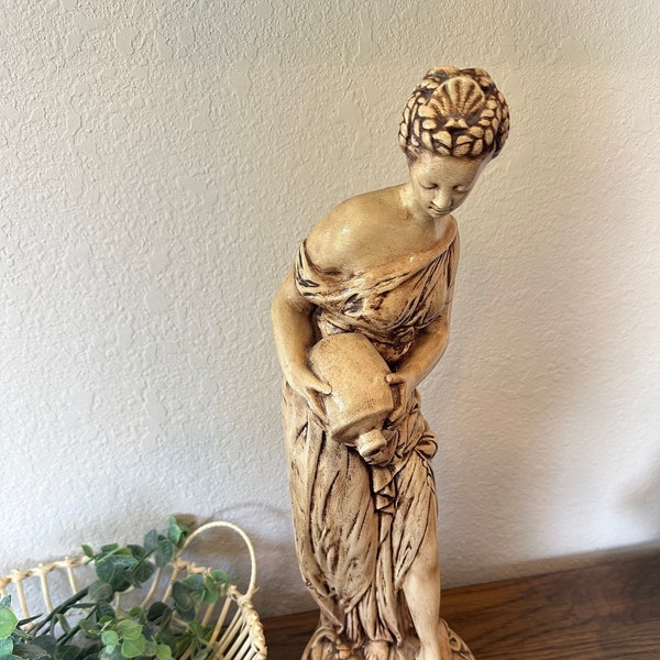 Vintage Chalkware 17” Greek Godess Lady  Sculpture