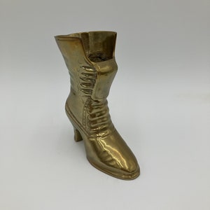 Vintage Solid Messing Victorian Lady Schuh Boot Figural Vase Pflanzer Wohnkultur -5 &quot;