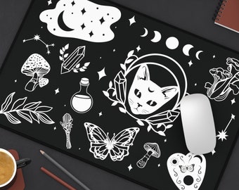 Cute Witchy Desk Mat, Gaming Desk Pad, Cute Occult Aesthetic, Witch Mouse Pad, Witchy Office Supplies
