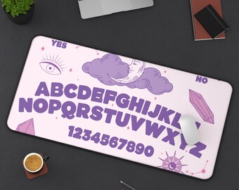 Pastel Desk Mat, Ouija Moon Gamer Desk Pad, Cute Occult Aesthetic, Witch Mouse Pad, Witchy Office Supplies, Moon Mouse Pad