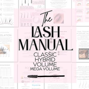 Lash Training Manual Editable/Resellable Guide | Classic Hybrid Volume | Eyelash Training Lash Book | Lash Tech Template | Canva Editable