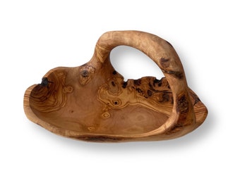 F03 Fruit Bowl Kitchen Centerpiece Briar Olive Wood 33x 16 cm