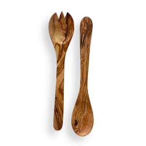 Set 2 Pezzi Posate Insalata In Legno Di Acacia - Cucchiaio E Forchetta Naturali - Foto 11