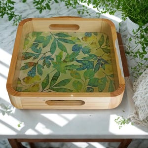 Handle  Wooden Tea Tray - Pine Wood Serving Tray - Coffee Table Tray - Rustic Ottoman Tray - Decorative Tray - Breakfast Tray - Gift for her