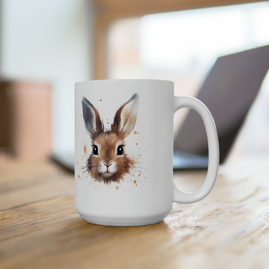 Star Rabbit Mug | Cute Rabbit Coffee Mug | 15oz | White - Etsy