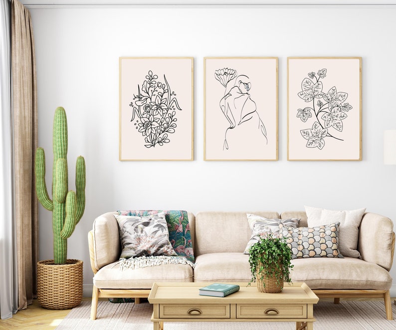 Modern Gallery Wall Art Set of 3black and Whiteminimalist Wall Art