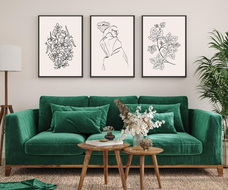 Modern Gallery Wall Art Set of 3black and Whiteminimalist Wall Art