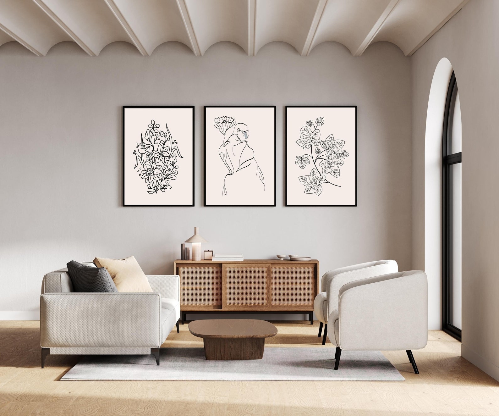 Modern Gallery Wall Art Set of 3black and Whiteminimalist Wall Art