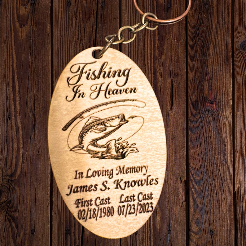 Personalized Fishing in Heaven Name Tag for Urns Christmas Etsy
