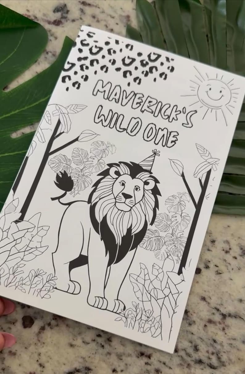 Wild One Birthday Coloring Page: Safari Animal Activity (editable PDF ...