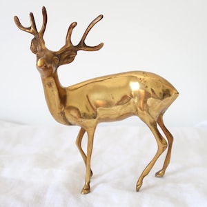 Vintage Brass Reindeer Sculpture Deer Figurine Ornament Collectables