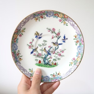 Antique Mintons Emperors Garden B919 Plate Est 1793 Made in England Hand-Painted Floral Birds Design Porcelain