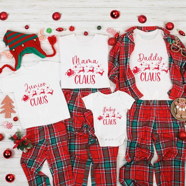 Mama Claus Daddy Claus Baby Claus  T-Shirt, Christmas Shirts for Family, Matching Christmas Family Shirt, Family Christmas Party Shirt