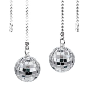 Disco Ball Ceiling Fan Pull Chain Set of 2 Disco Party Decorations Mini Disco Ball Handmade Mirror Balls Retro Disco Decorations 70s Decor